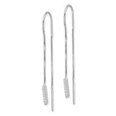 Sterling Silver Rhodium-plated CZ Threader Earrings